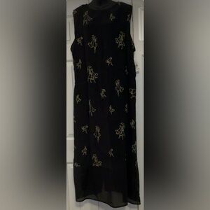 Chic Black A-Line Skirt with Beige Accents